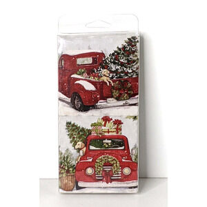 Drink Coasters Christmas Red Truck Labrador 4 Pack Ceramic Cork Backing NEW